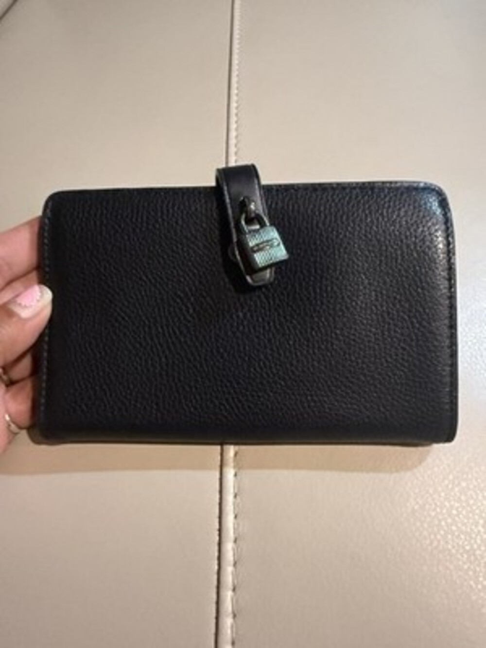 Michael Kors Adele Slim Bifold Leather Wallet with Padlock Detail In Black